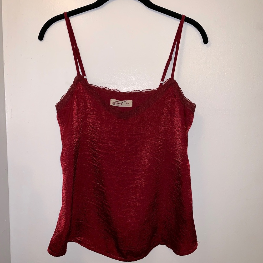 Red silk cami